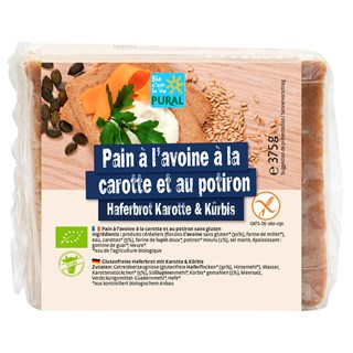 Pural Pain avoine, carotte et potiron sans gluten bio 375g - 4260
